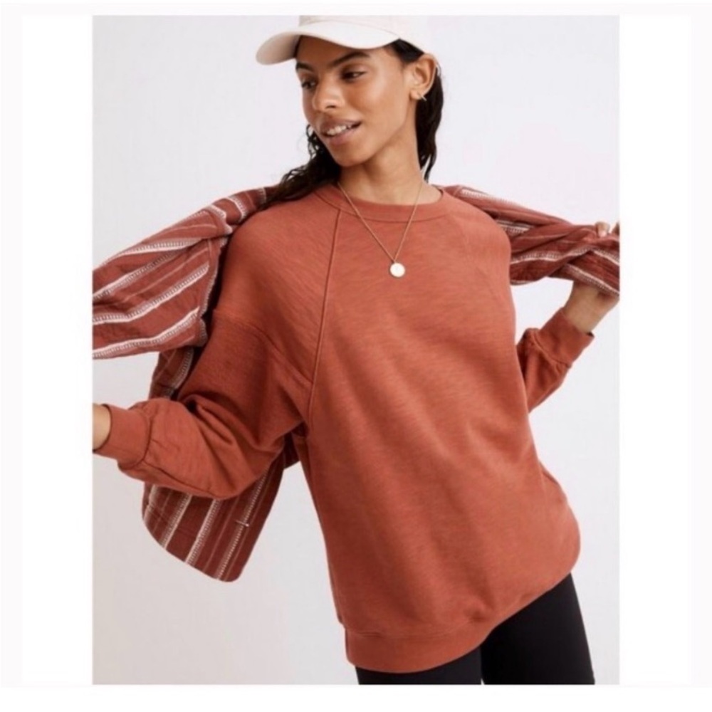 MADEWELL Burnt Orange Pullover Crewneck Sweatshirt - Picture 2 of 11